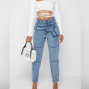 Embroidered Gun Straight Leg Jeans